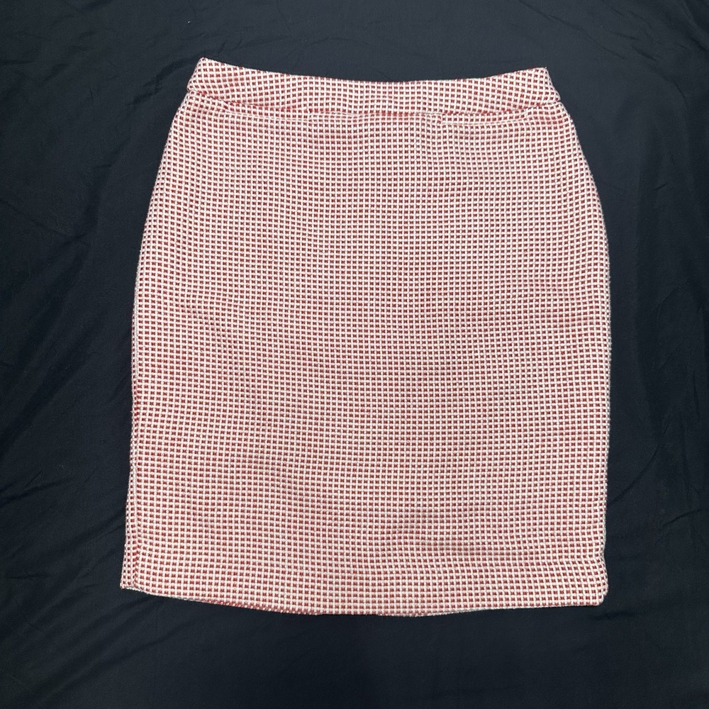 Halogen Size 4 Pencil Skirt Red White Checkered Short Academia Feminine‎ Romance